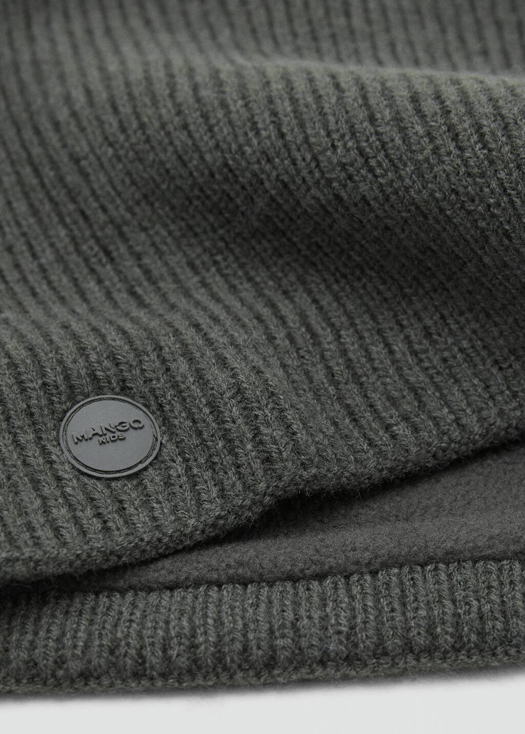 Mango Knit Scarf Khaki In Gray