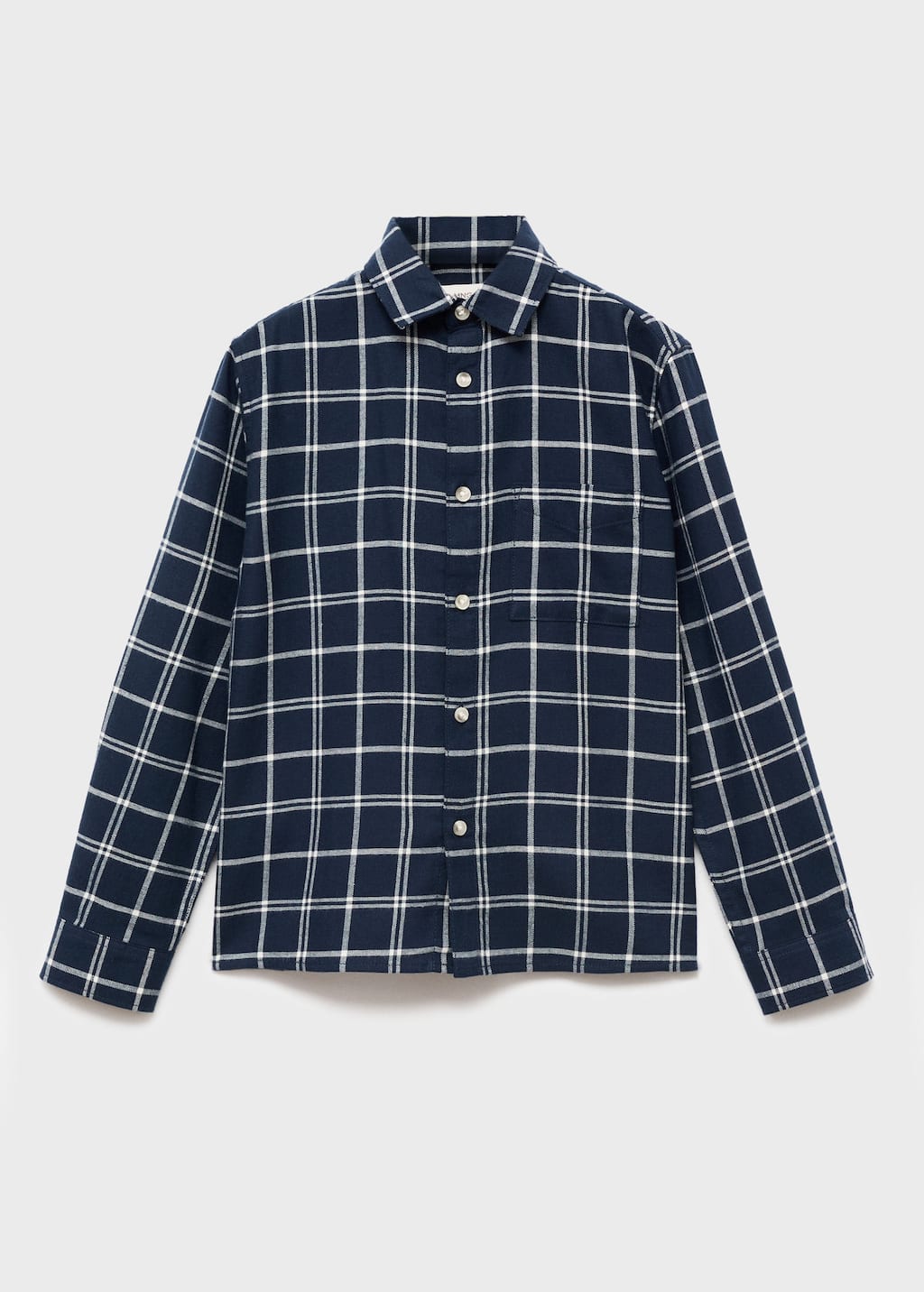 Mango Cotton Check Shirt Navy In Blue