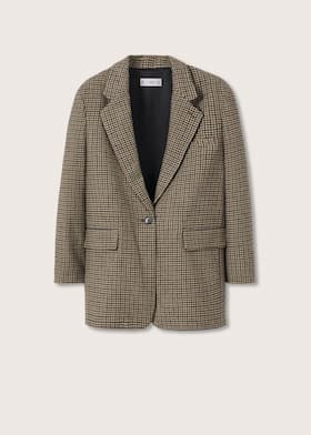 Houndstooth wool-blend blazer