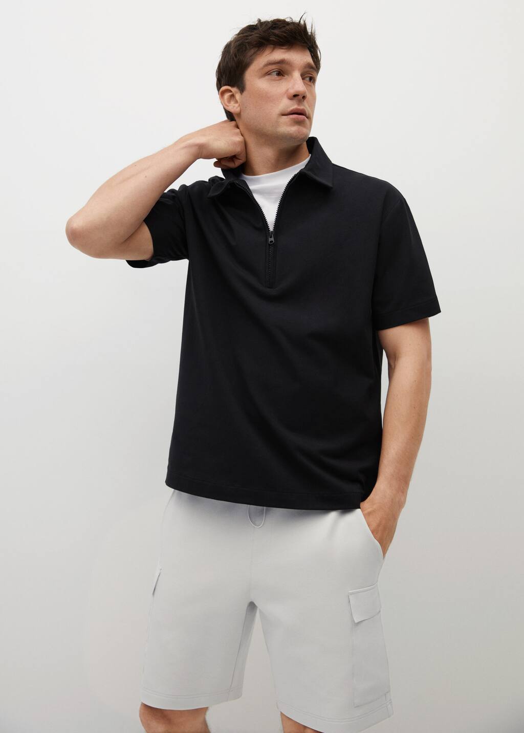 black polo with zip