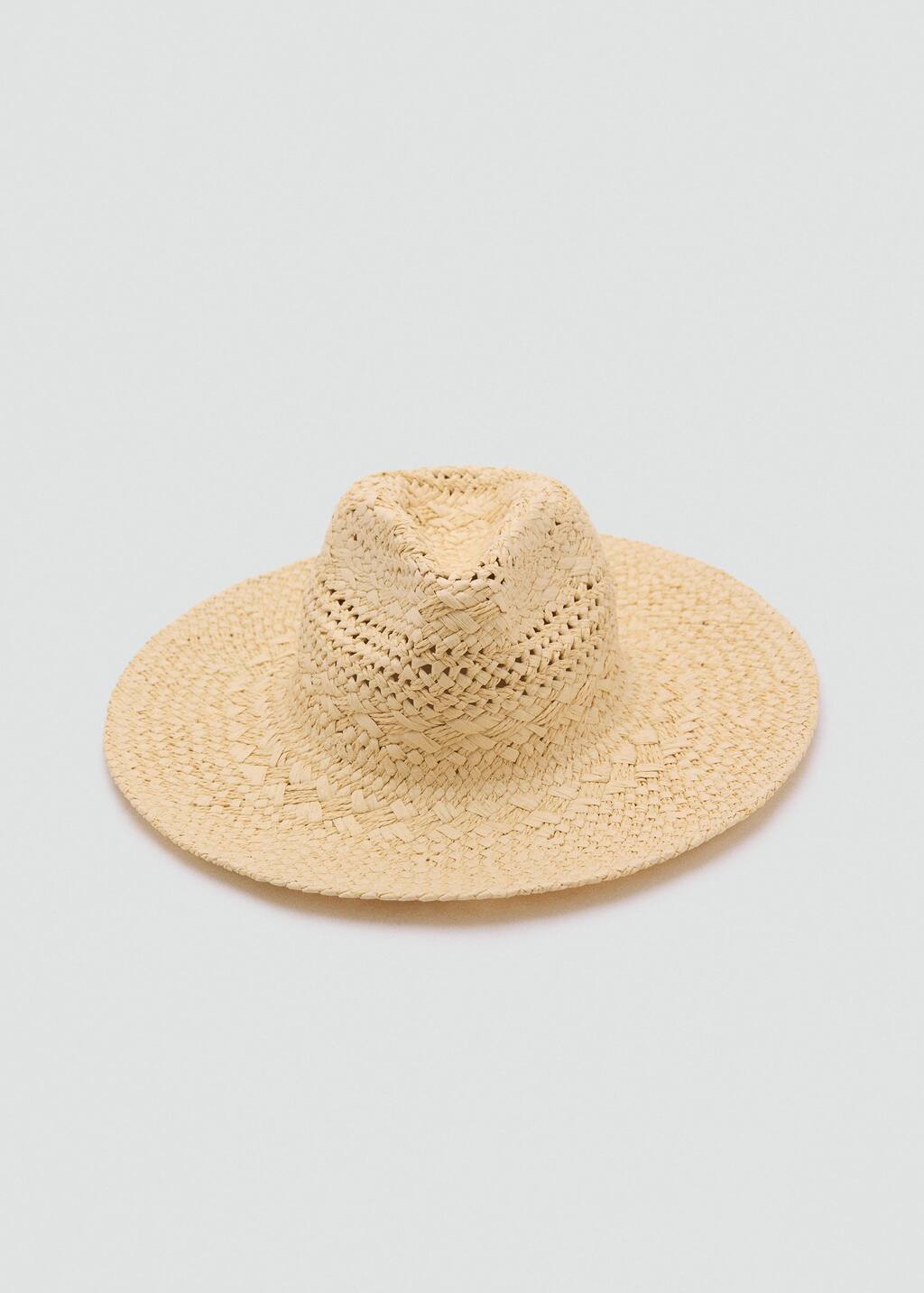 Mango Chapeau En Fibre Naturelle Avec Détails Ajourés Beige - Femme - Taille Unique -