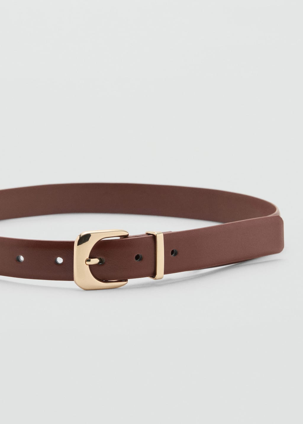 Mango Leather Effect Belt With Buckle Brown