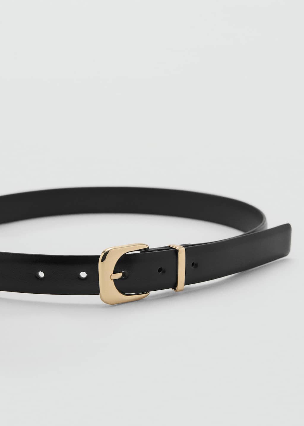 Mango Leather Effect Belt With Buckle Black