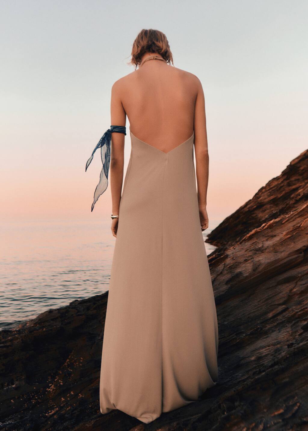 Long halter wrap dress