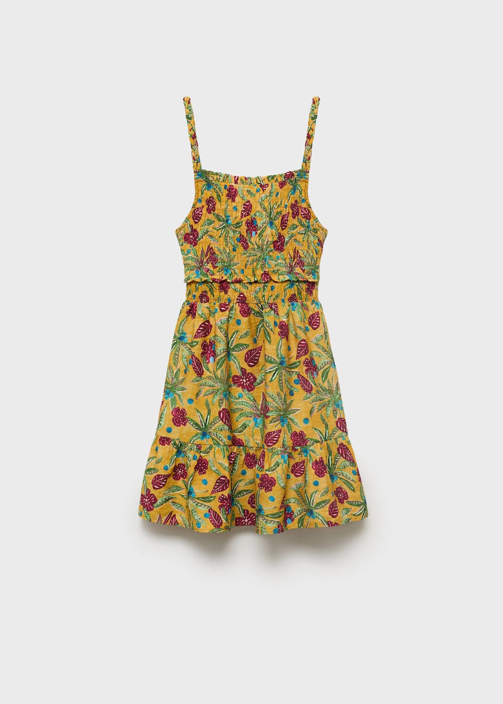 Mango Floral Print Dress Mustard