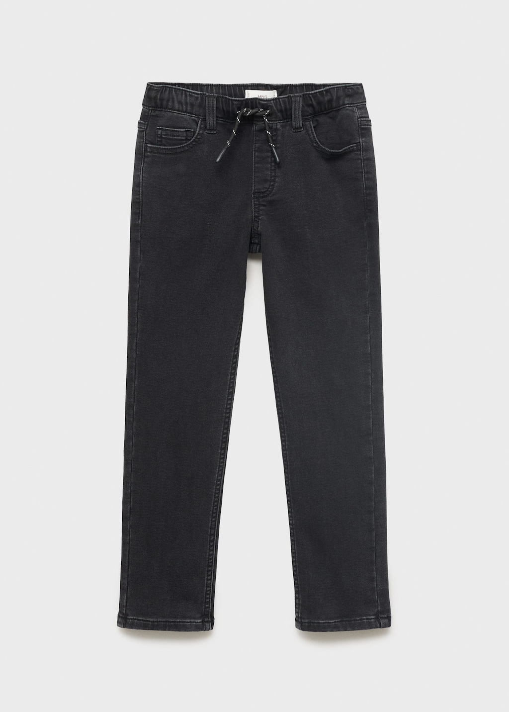 Mango Comfy Jeans With Drawstring Black Denim In Blue