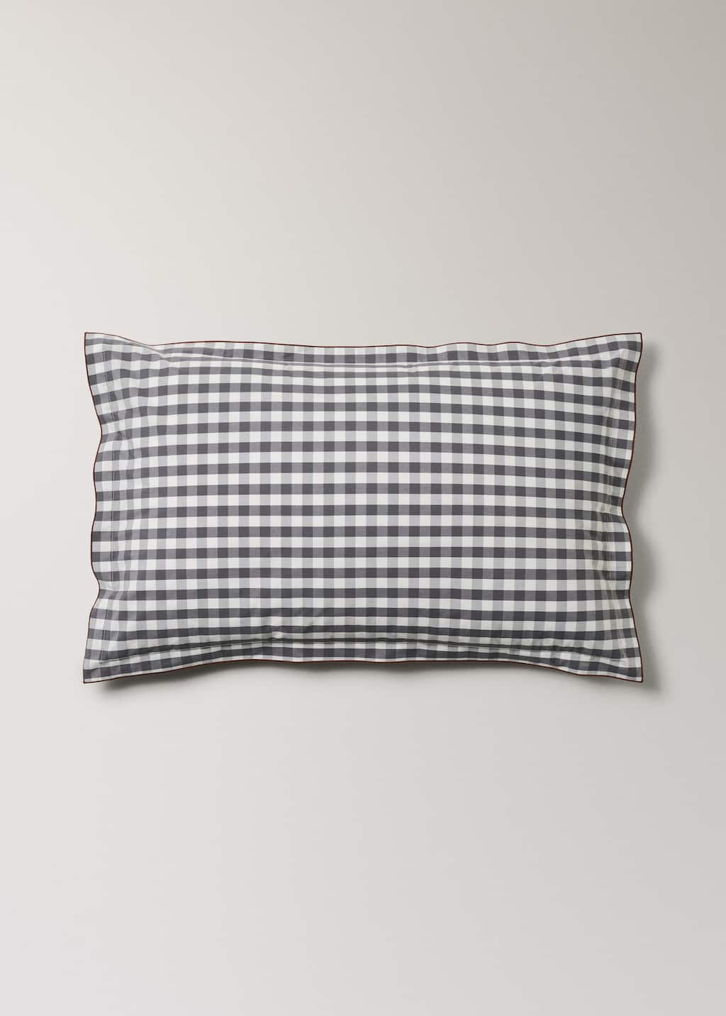Mango Home Two Pillowcases Cotton Percale Vichy Square 50x75 Cm Grey
