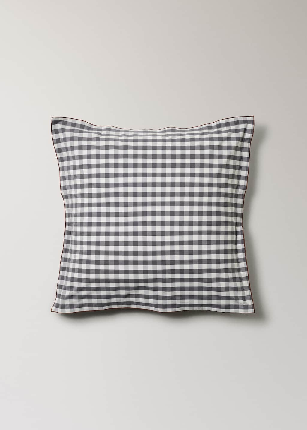 Mango Home Two Pillowcases Cotton Percale Vichy Square 60x60 Cm Grey