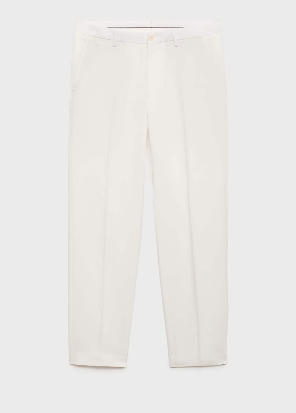 Mango Man Straight-leg Pants In A Linen And Lyocell Blend Off White