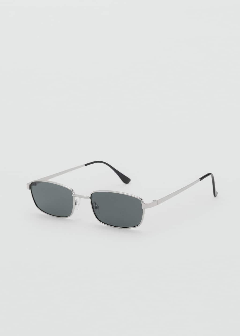 Mango Rectangular Metal Frame Sunglasses Silver