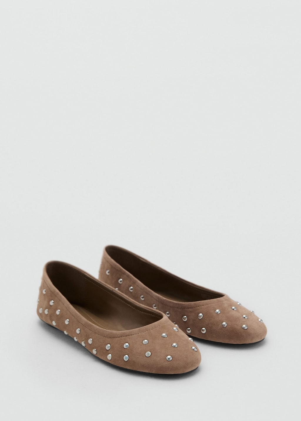 Mango Ballerines Cuir Cloutées Sable - Femme - 41 - In Multi
