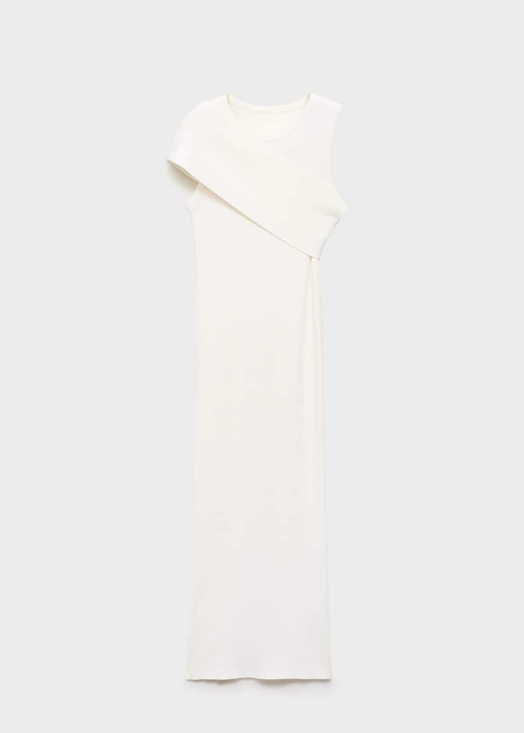 Ribbed dress with asymmetrical sleeves