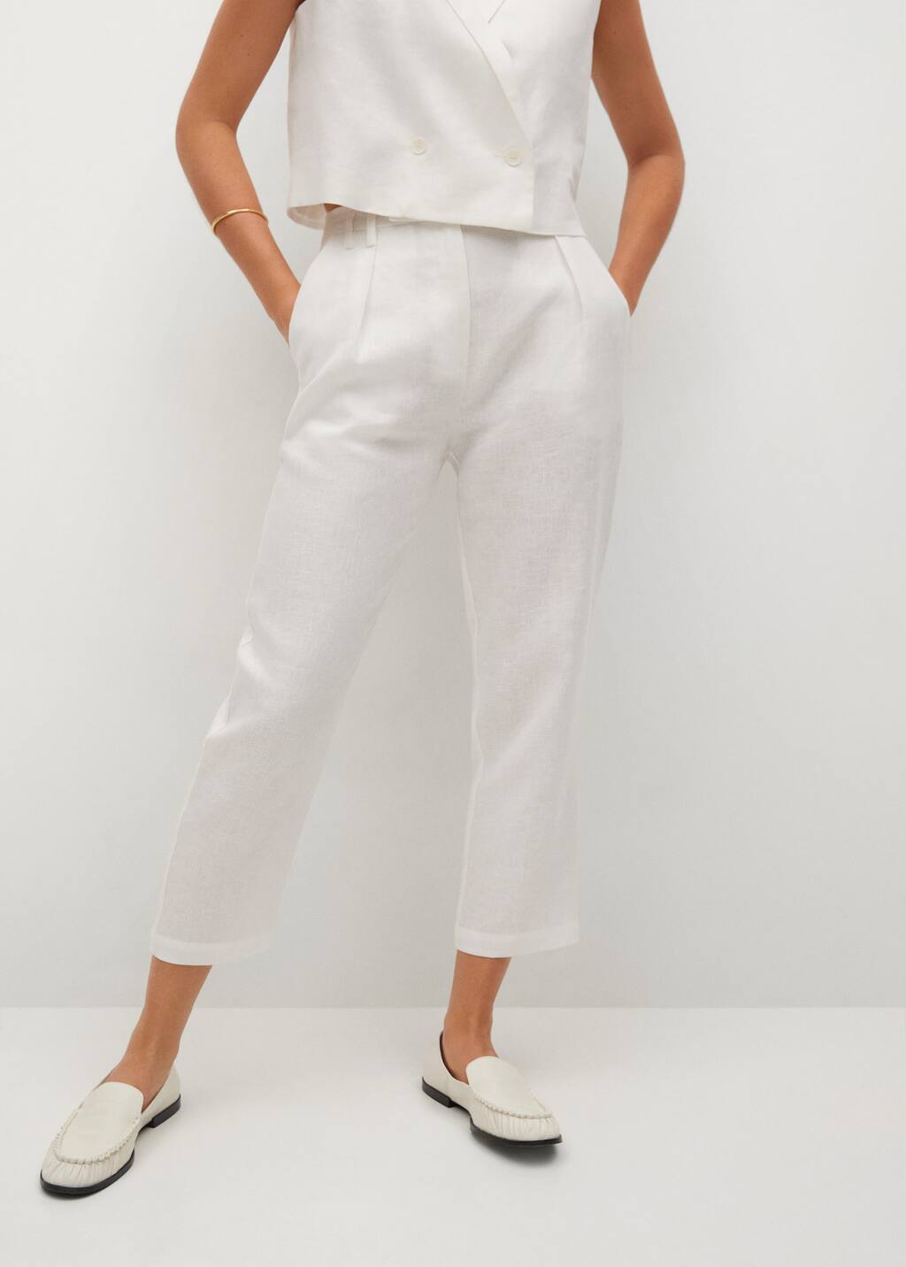 100% linen trousers - Woman | Mango Aruba