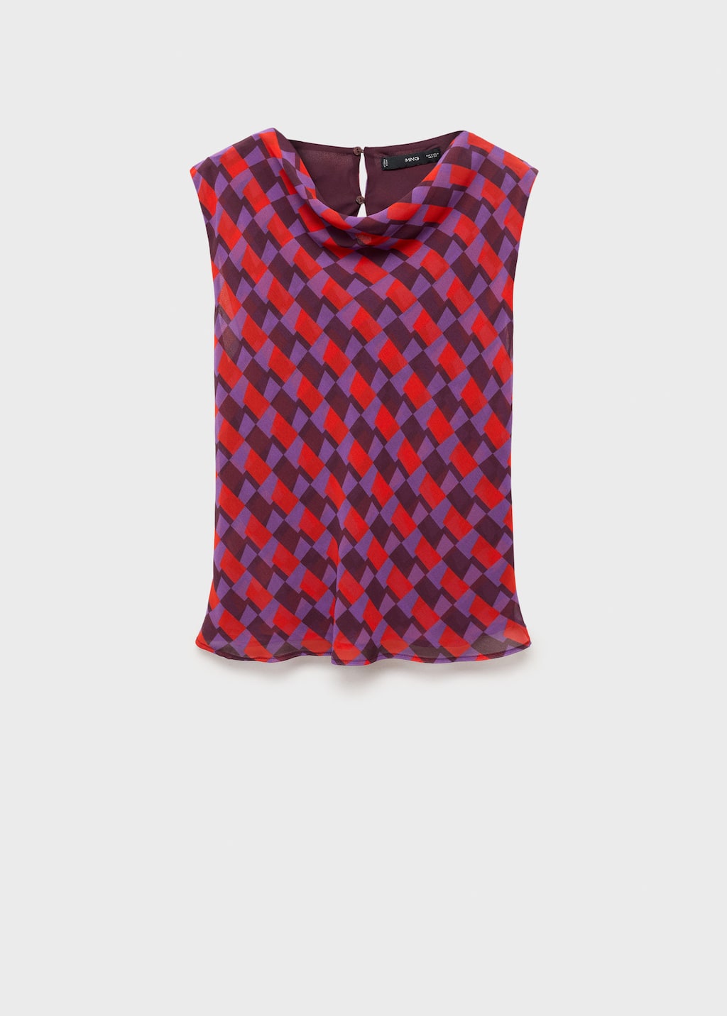 Printed blouse with draped collar