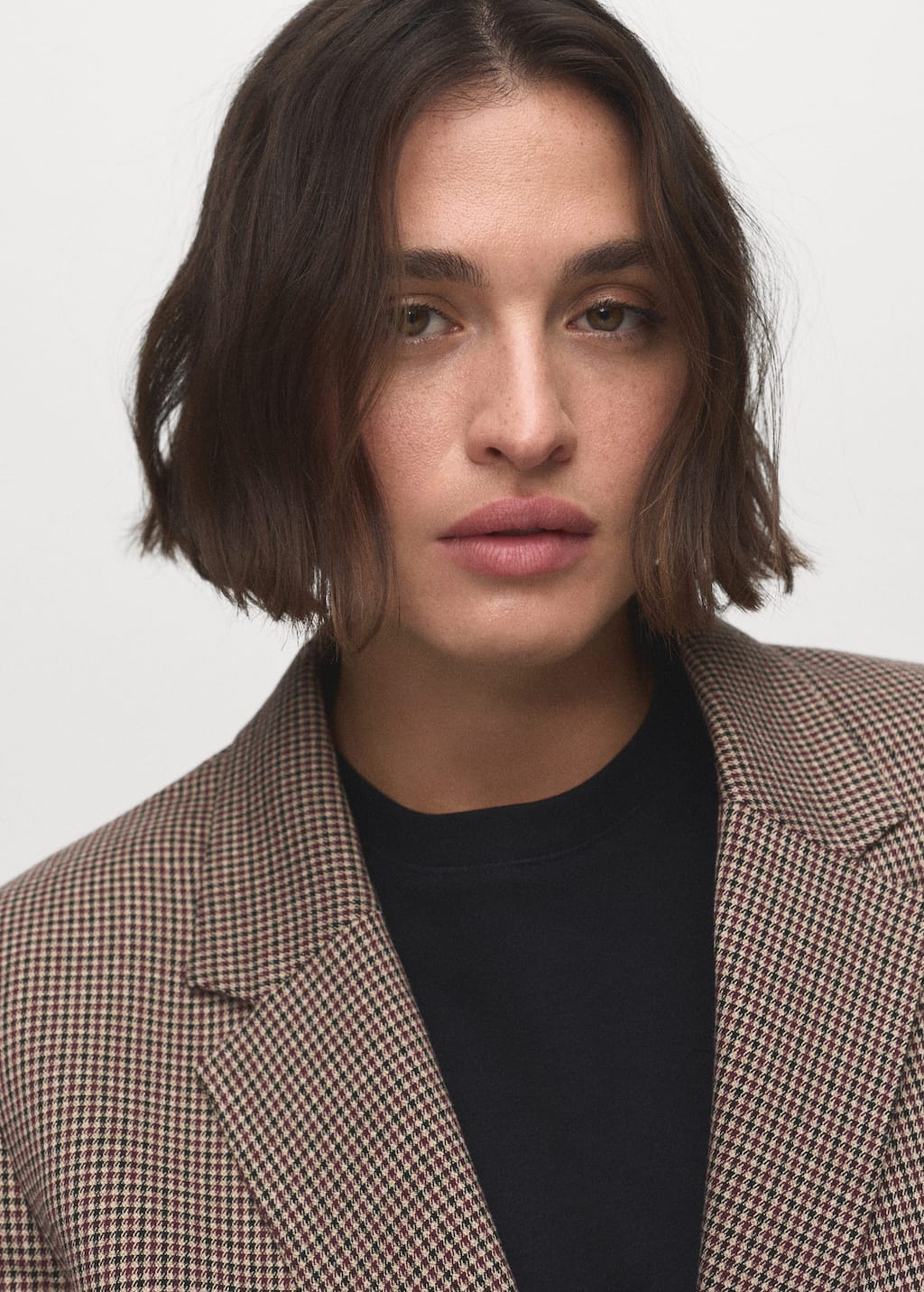 Micro-houndstooth double-breasted jacket