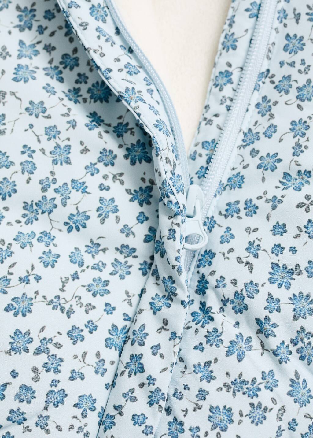 Fur-effect floral-print anorak