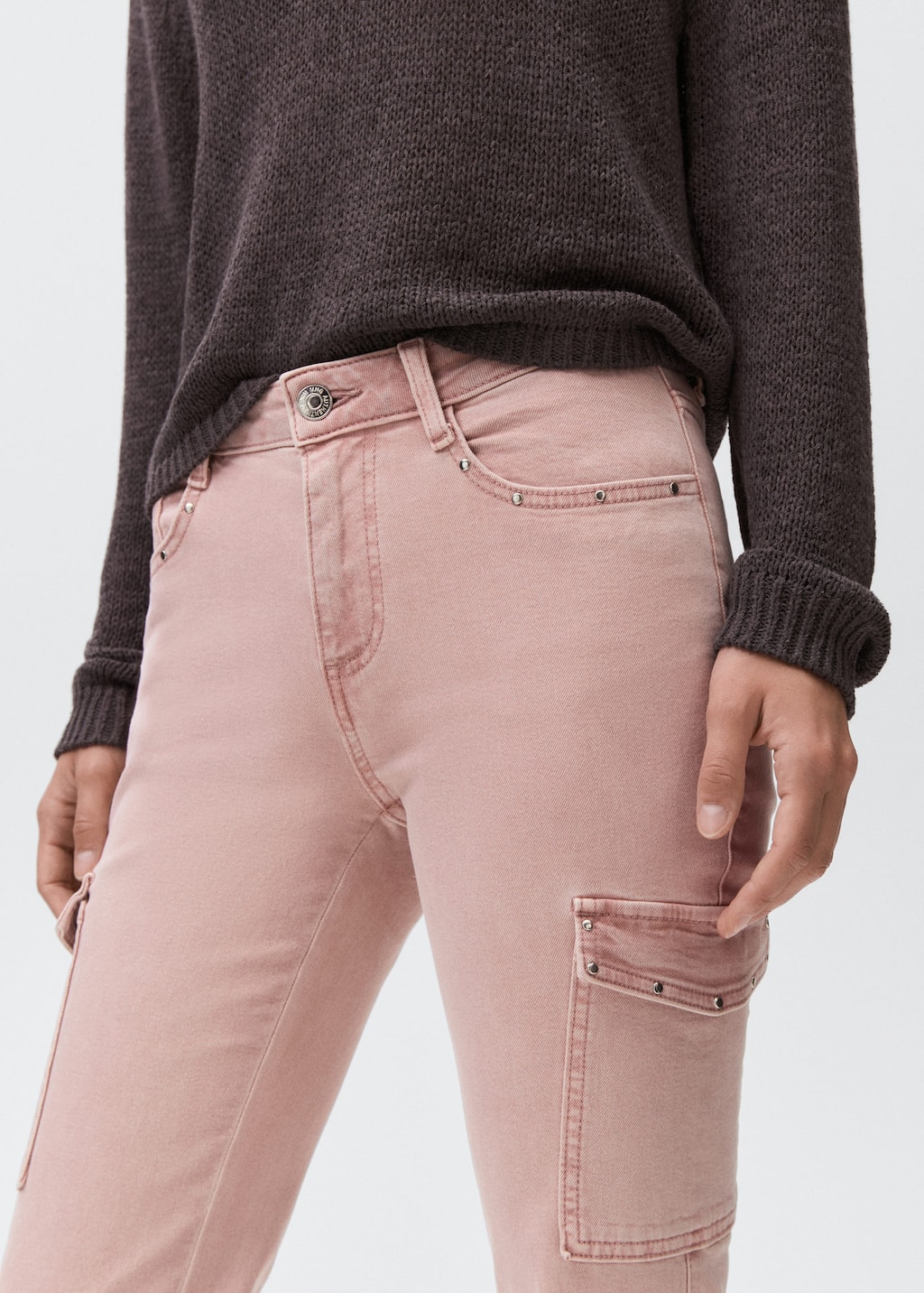 Studded skinny cargo jeans