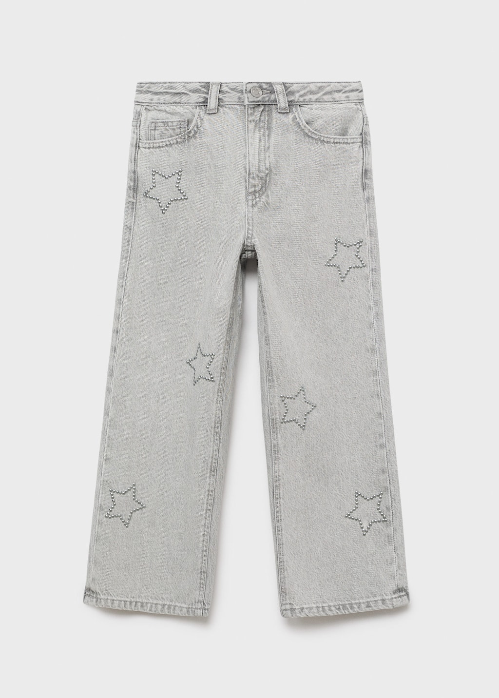 Mango Wide Leg Jeans With Stars Denim Grey In Gray