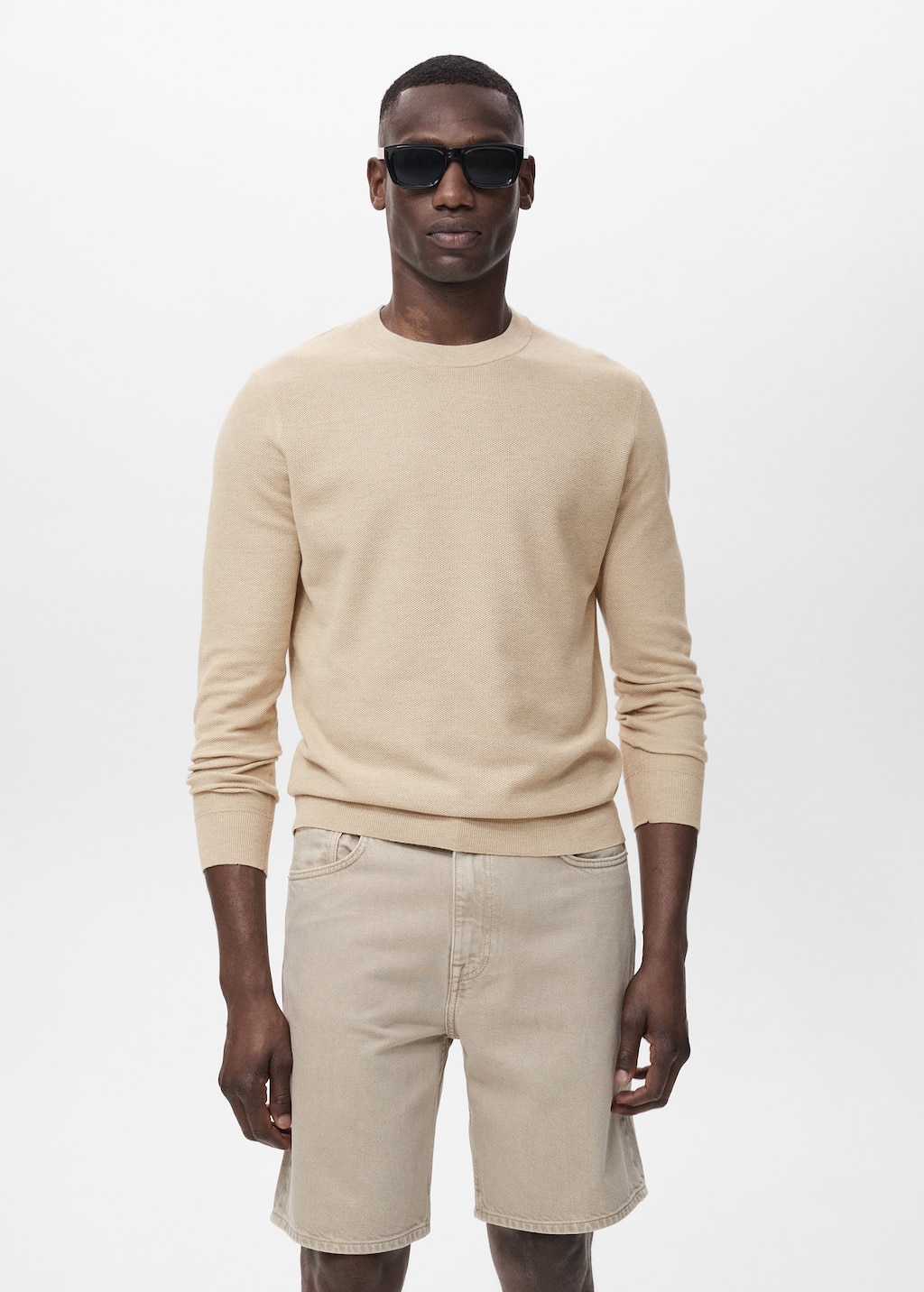 Microstructured cotton knitted sweater
