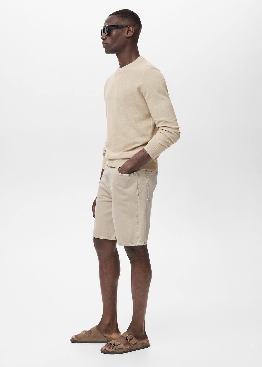 Microstructured cotton knitted sweater