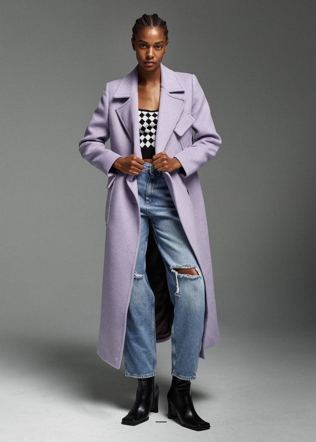 mango blue wool coat