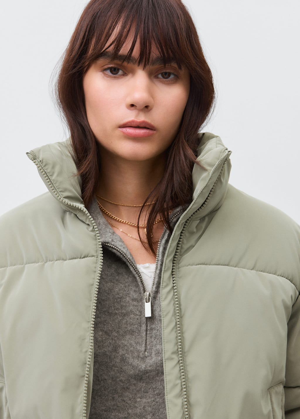 Waxed-effect padded anorak