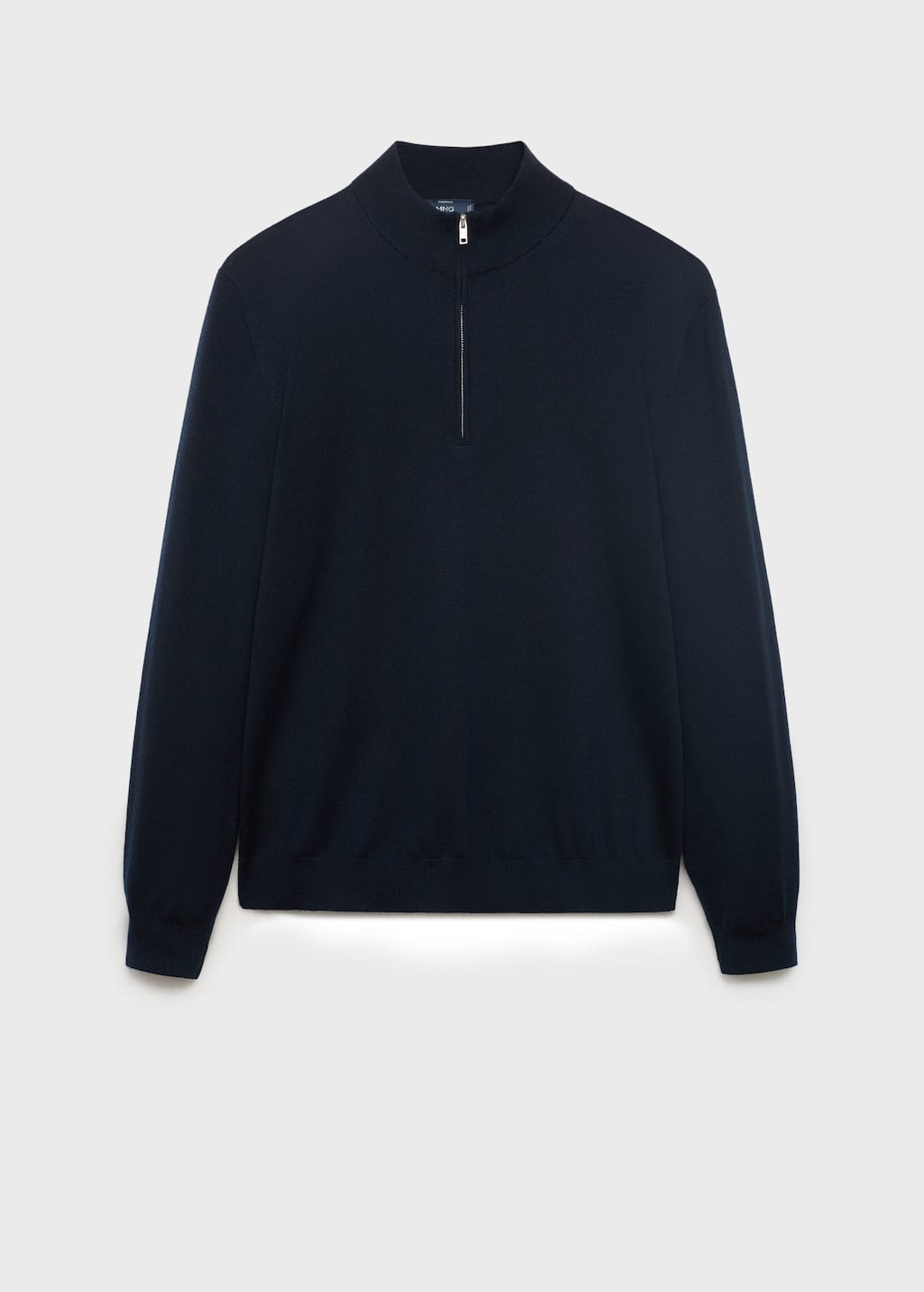 Mango Man 100% Wool Sweater With Perkins Neck Navy
