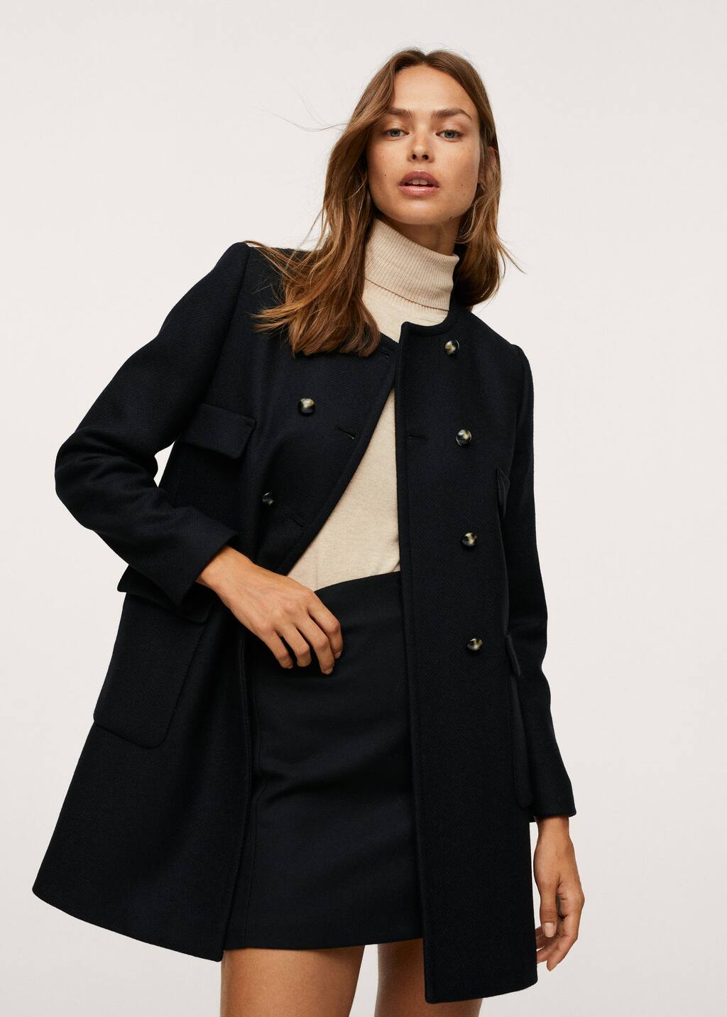 double breasted navy wool coat