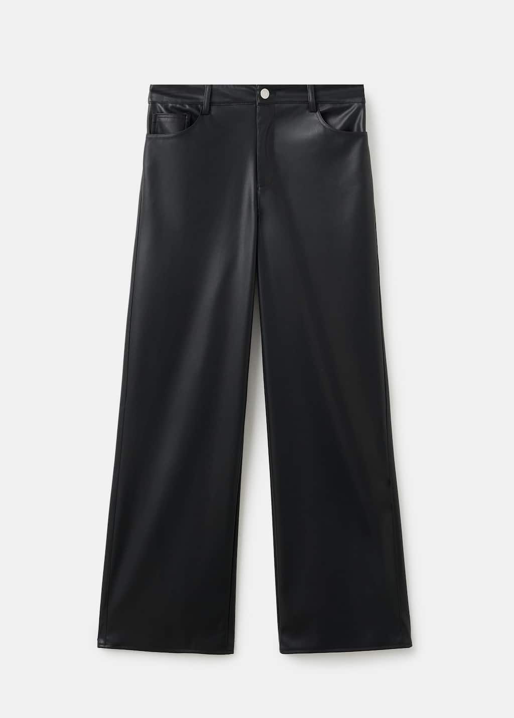 Mango Teen Straight Leather-effect Trousers Black