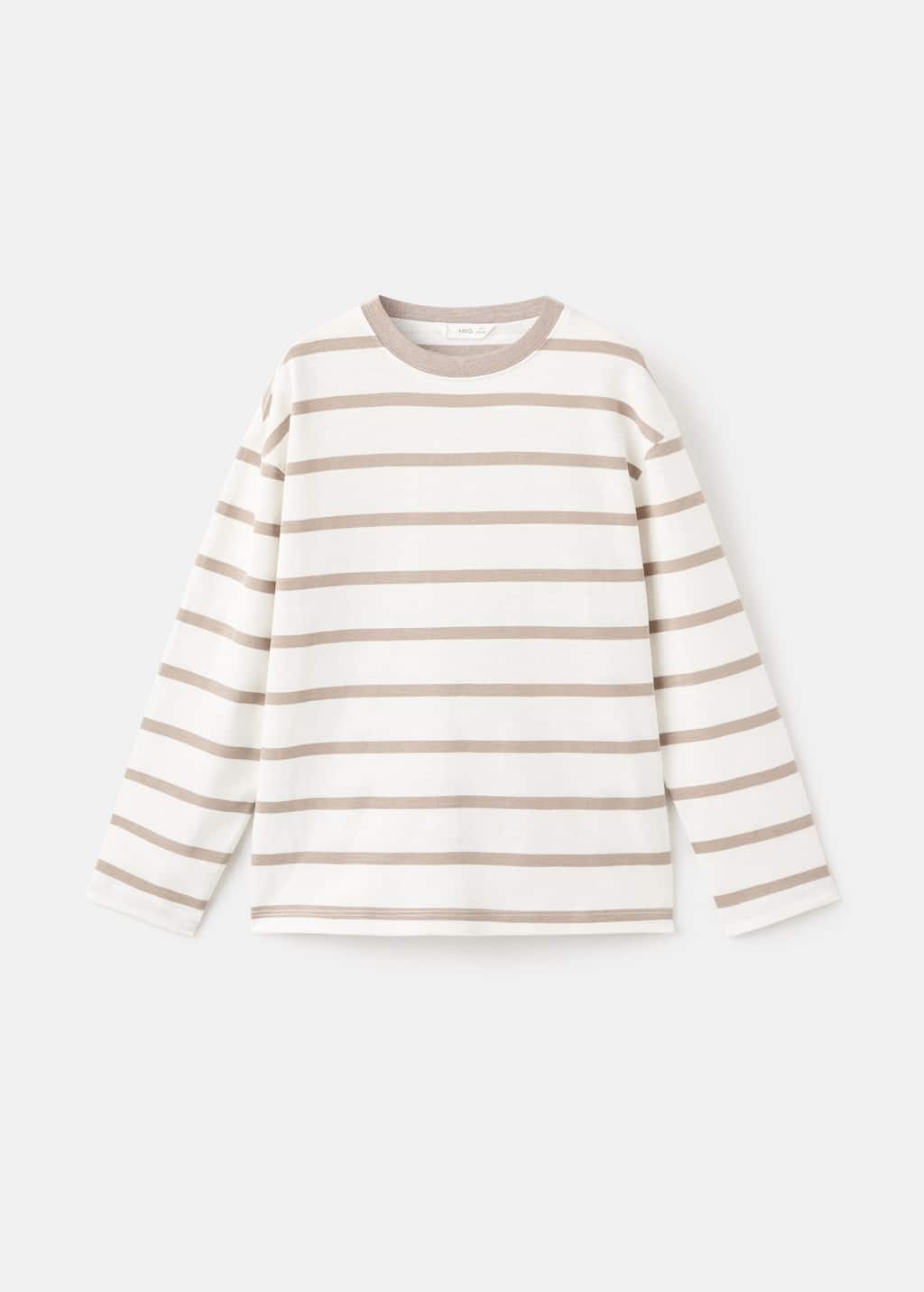 Mango Striped Cotton T-shirt Sand In Neutral