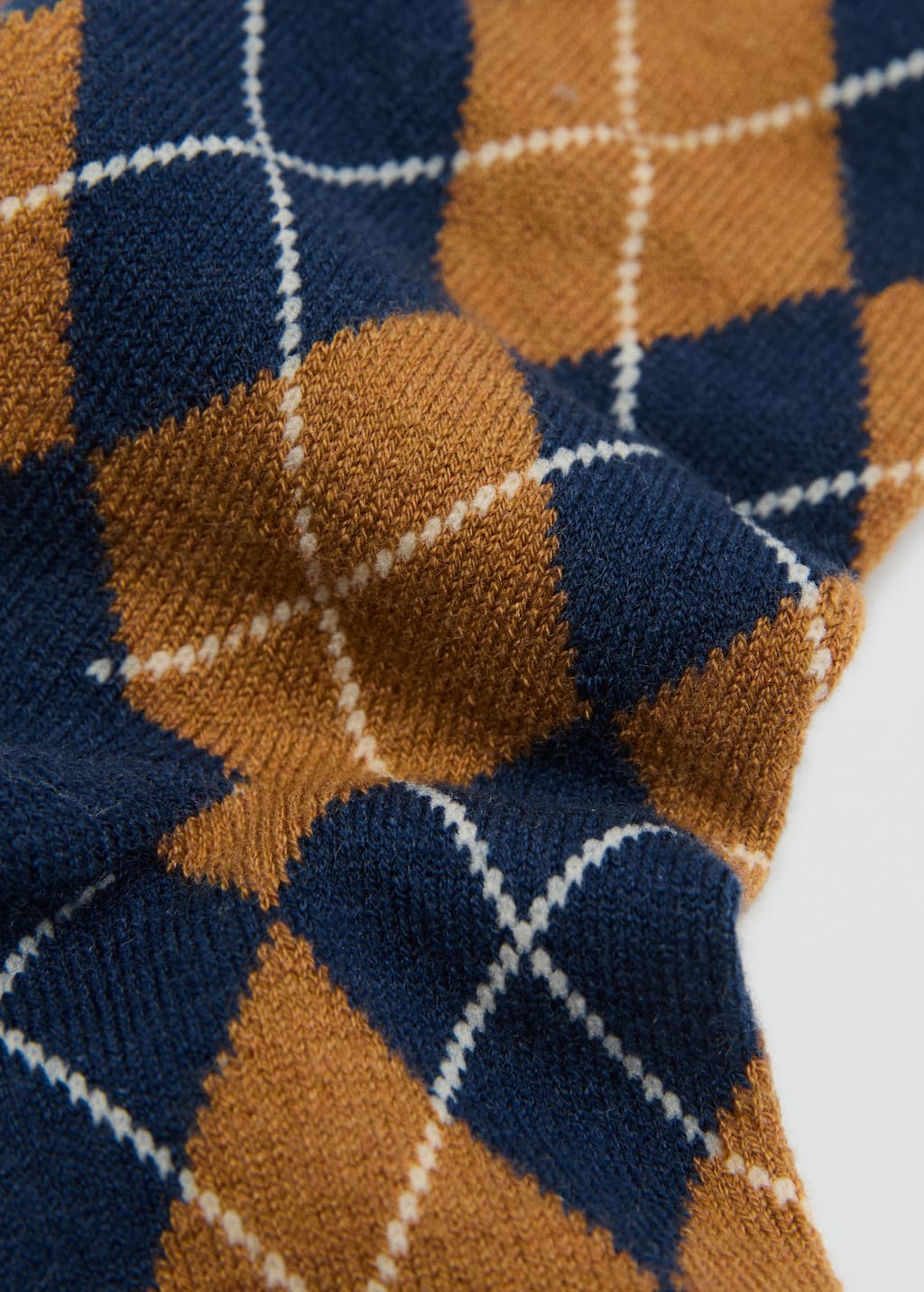 Mango Argyle Socks Navy In Brown