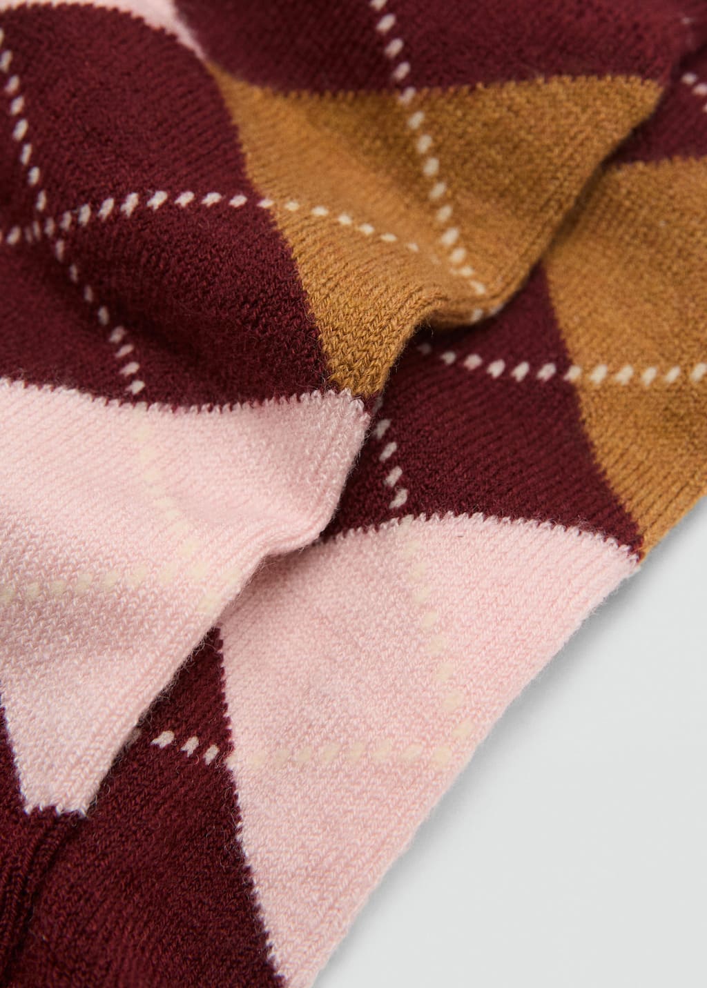 Mango Argyle Socks Maroon In Burgundy