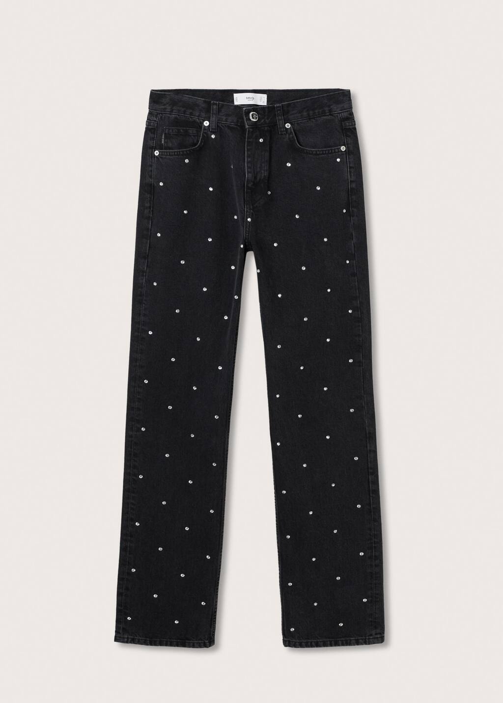 Straight fit-jeans mit strasssteinen - Damen | Mango Liechtenstein
