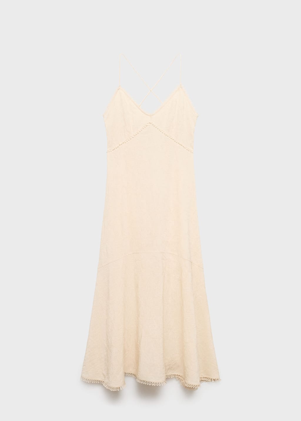 Mango Embroidered Midi Dress Ecru In Neutral