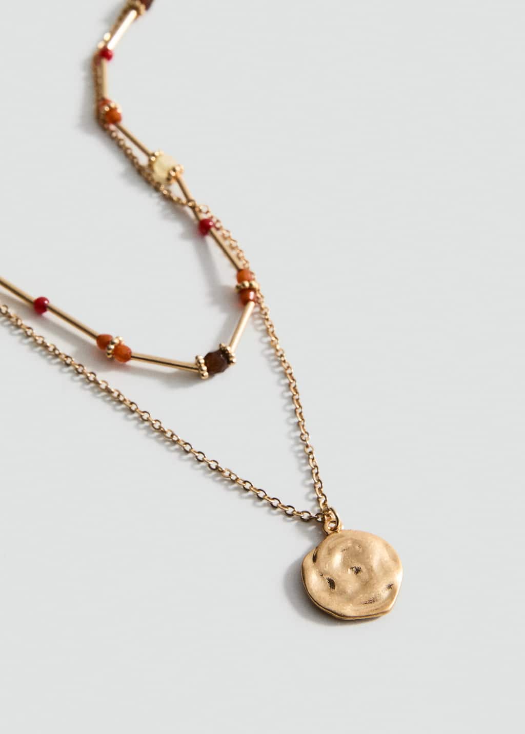 Mango Collier À Double Pendentif Combiné Or - Femme - Taille Unique -