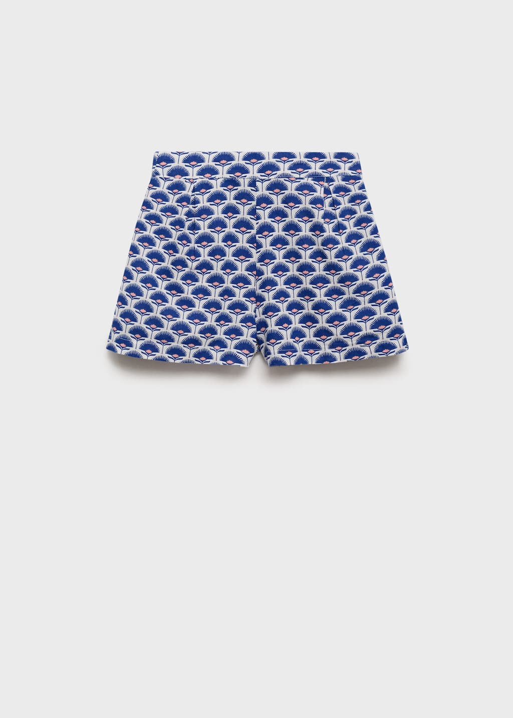 Mango Printed Linen Shorts Blue In Blue