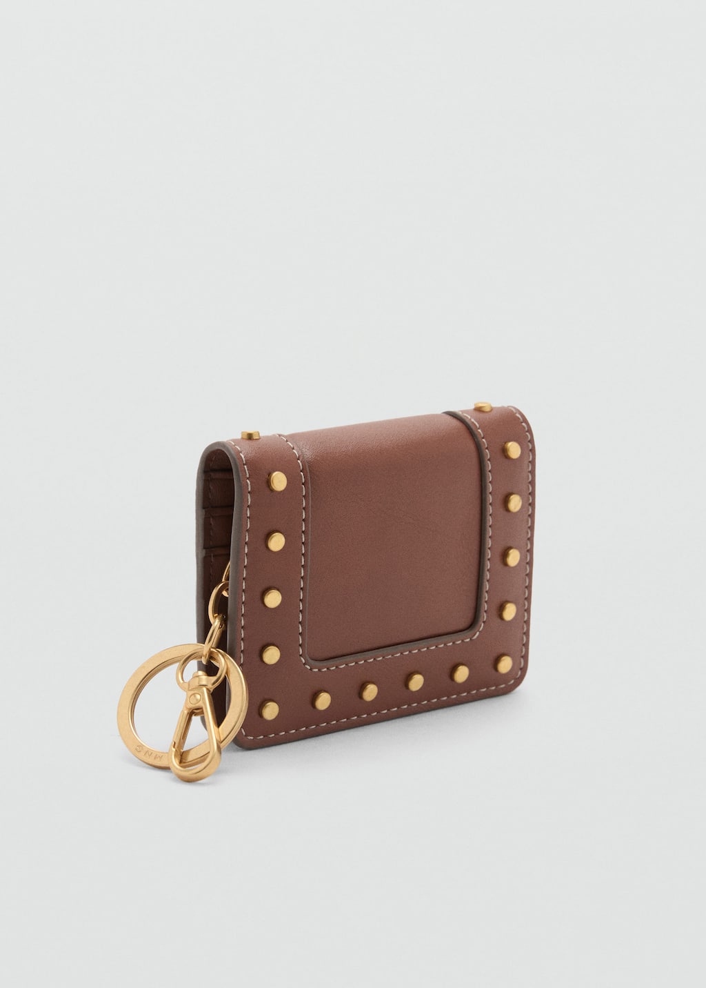 Mango Studded Wallet With Keychain Detail Leather