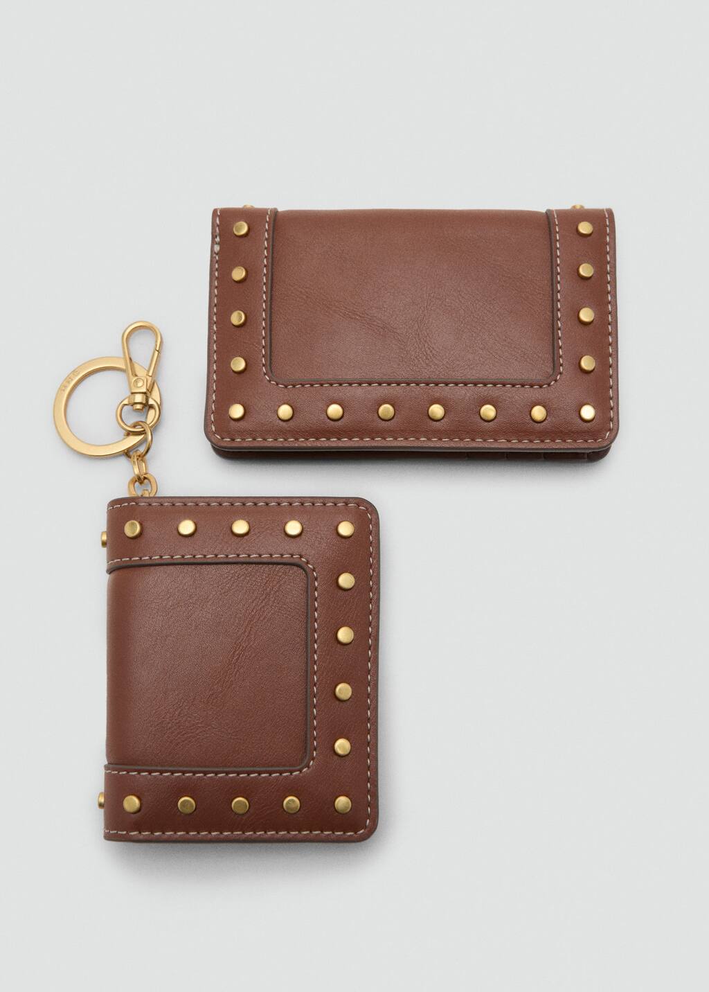 Studded wallet with keychain detail