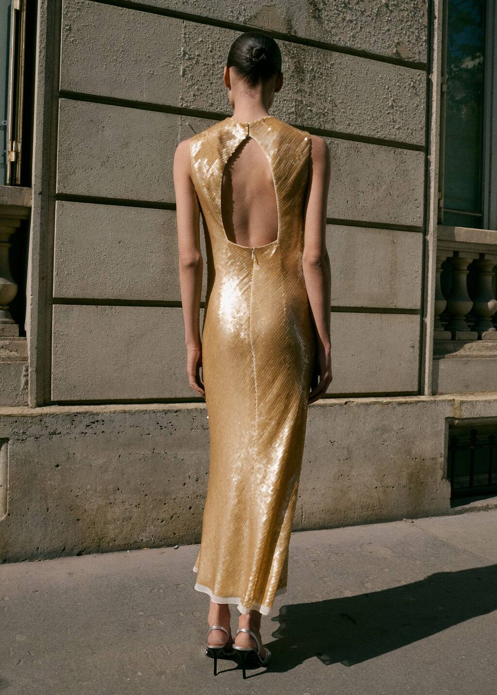 Scoop-back sequin dress