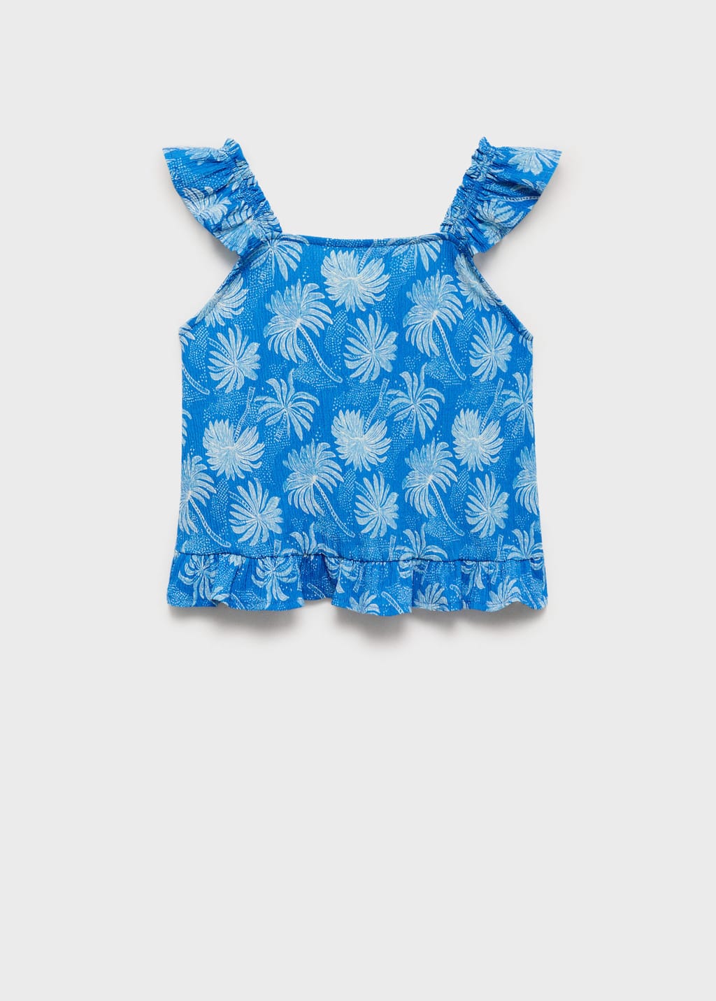 Mango Printed Ruffle Top Blue In Blue
