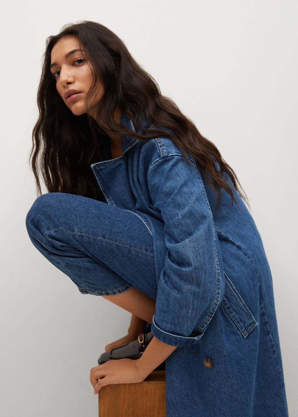 mango denim trench coat