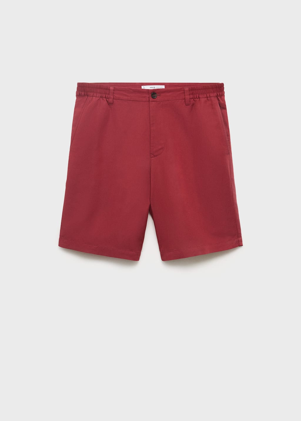 Mango Man Elastic Waist Linen Bermuda Shorts Cherry