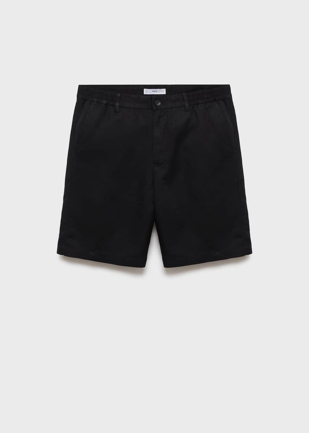 Mango Man Linen Blend Shorts With An Elastic Waistband Black