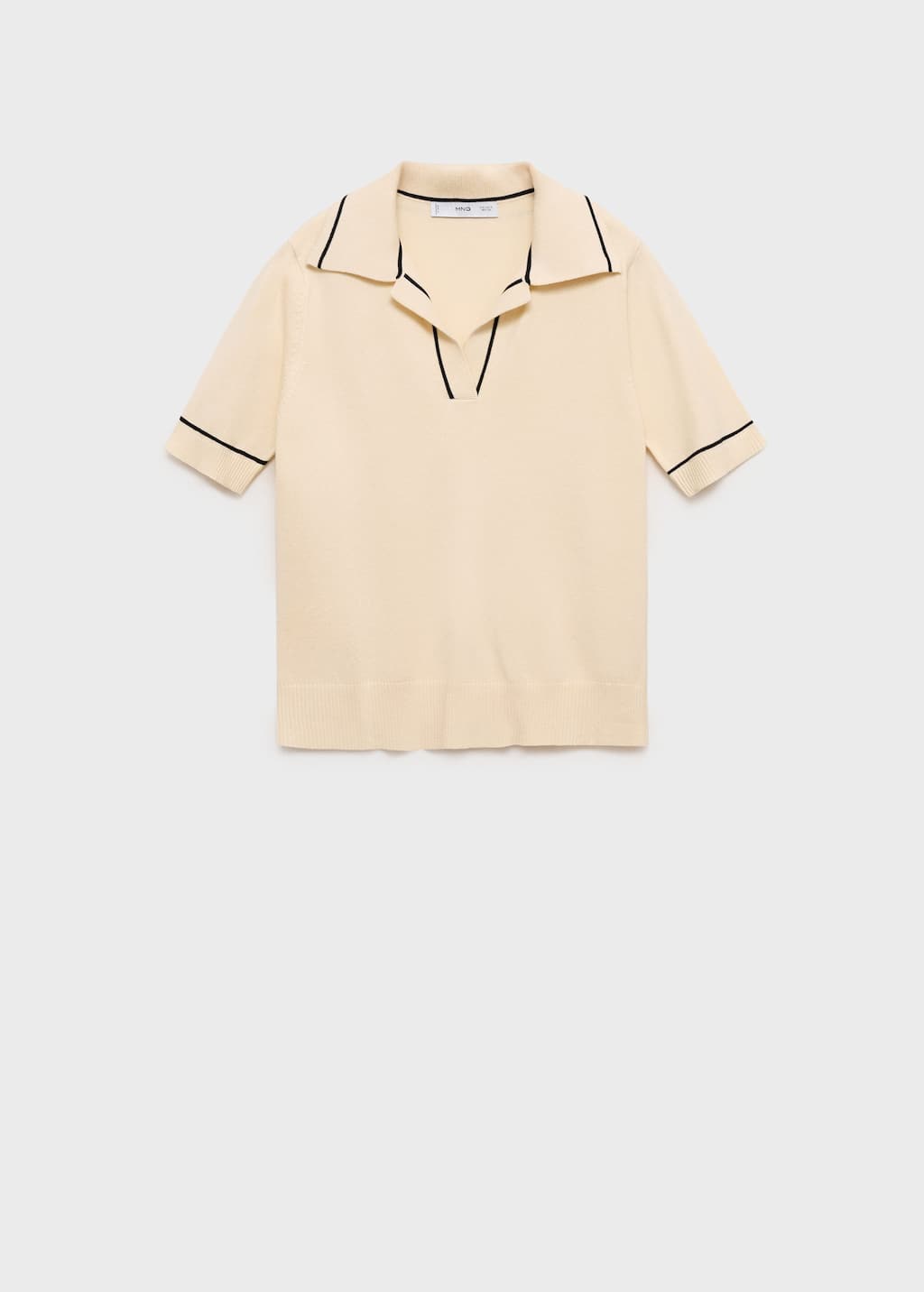 Mango Pull Col Polo Avec Liserés Contrastants Écru - Femme - Xxl -  In Neutral