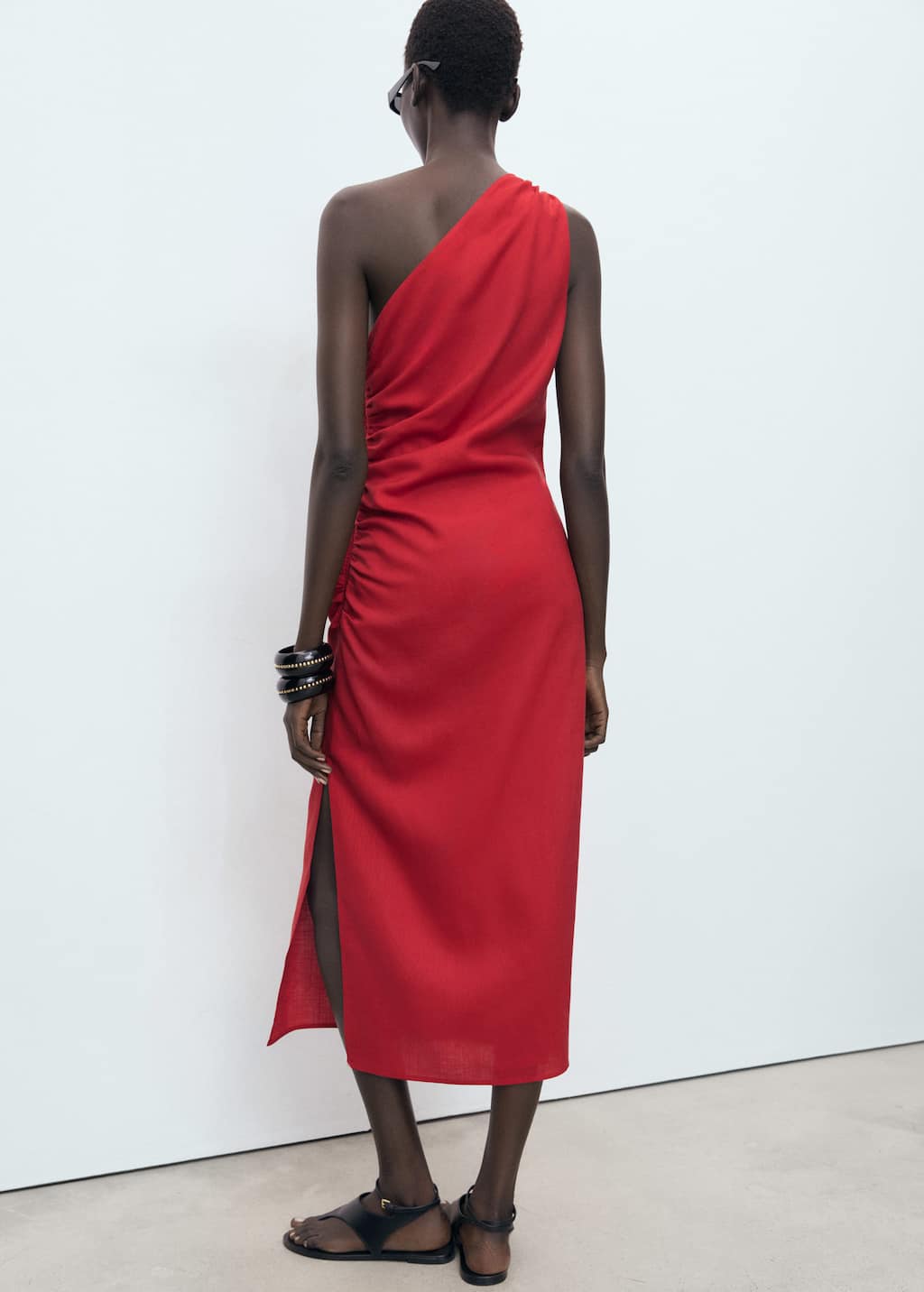 Lyocell dress with asymmetrical neckline