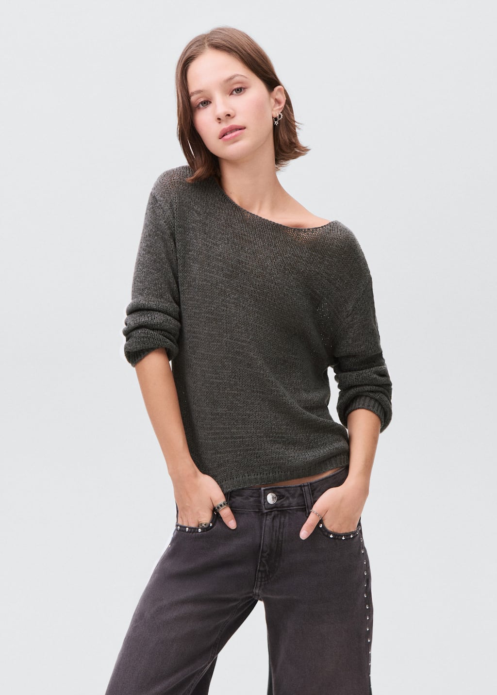 Openwork knit sweater