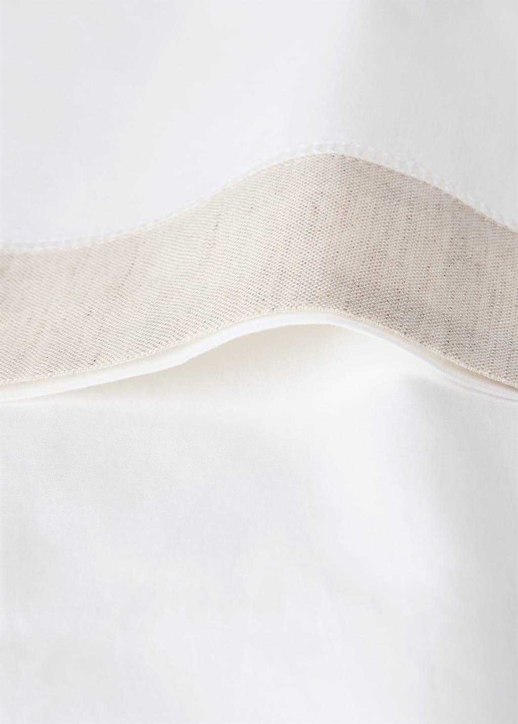 Cotton percale top sheet with linen trim for 150/160 cm bed