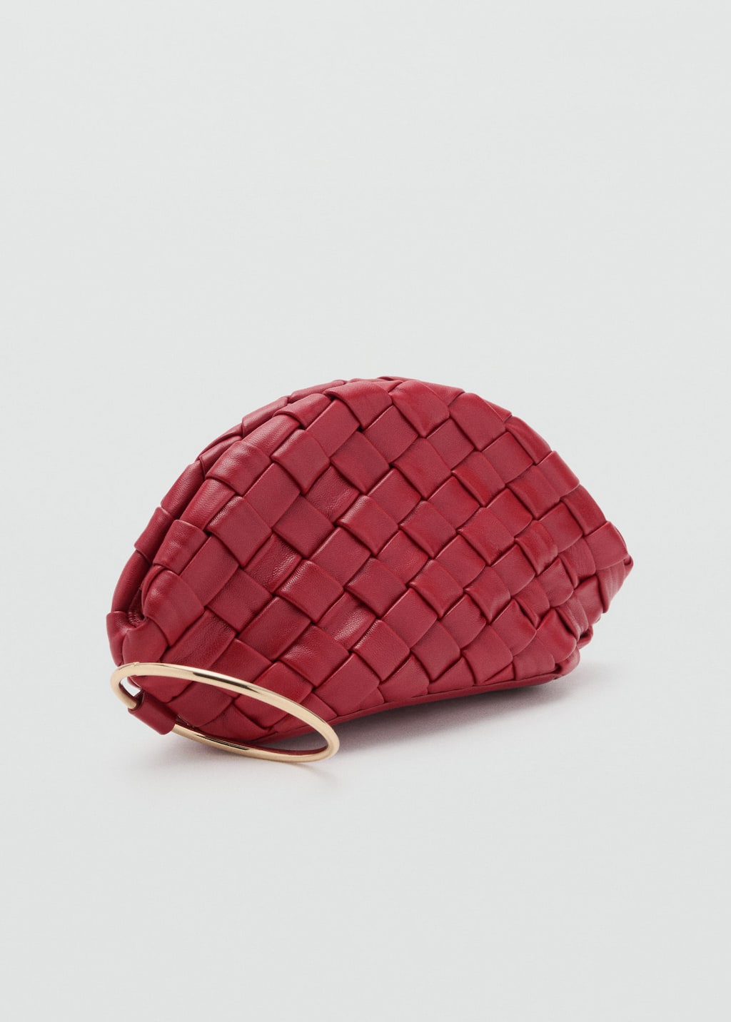 Mango Braided Leather Clutch Bag Red In Red