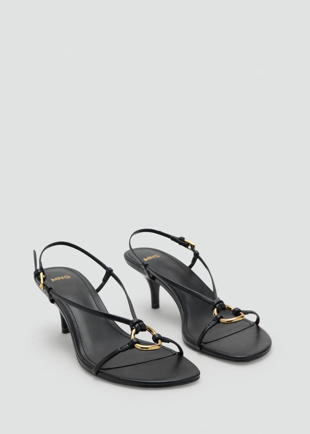Mango Sandales Talon Détail Anneau Noir - Femme - 42 - In Black