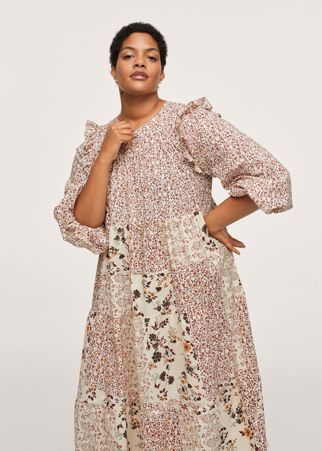 patchwork print dress